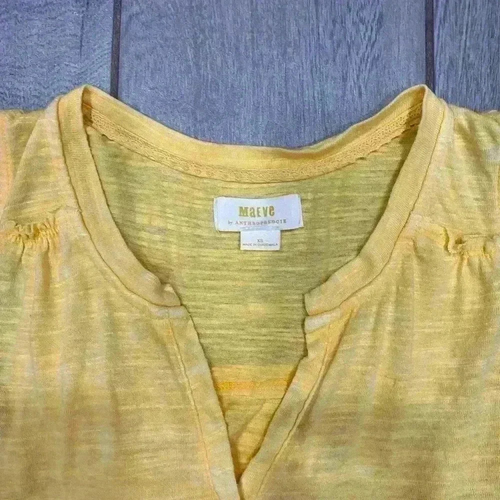 Anthropology Maeve Yellow Ruffled Rib Halter Tank Size XS​ - Picture 3 of 4